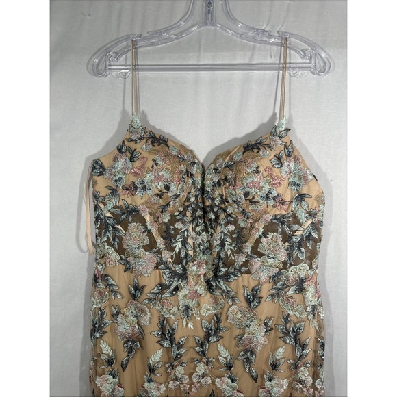 NWT $798 Mac Duggal [ 14 ] 79313 Embroidered Spaghetti Strap Trumpet Gown #J1687 - Picture 10 of 14